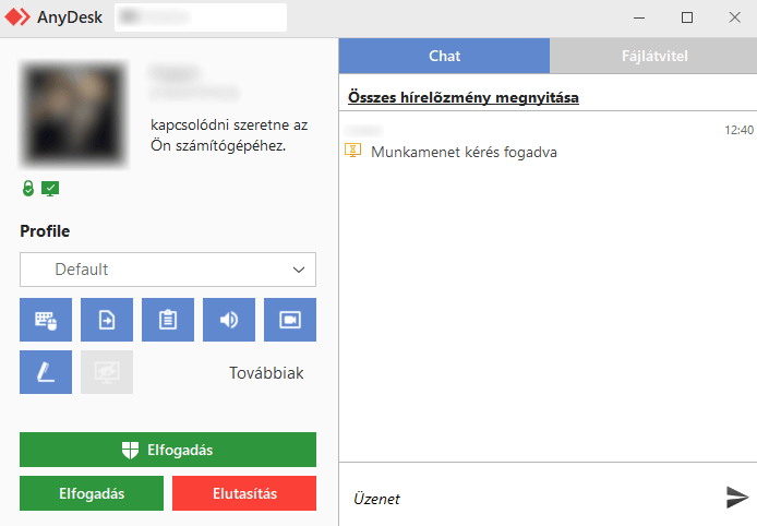 AnyDesk csatlakozási kérelem