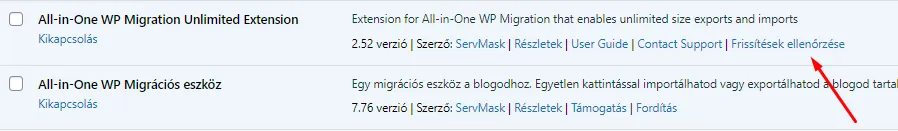 AiO frissítés ellenőrzése
