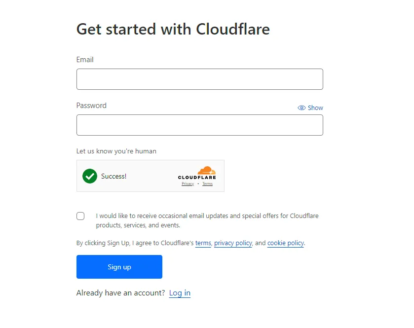 cloudflare signup