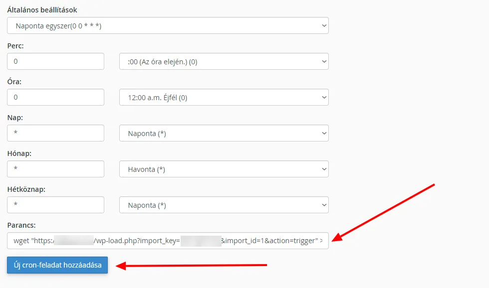 cpanel cron feladatok idozites