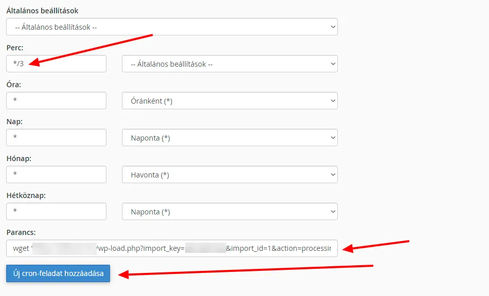 cpanel cron feladatok idozites