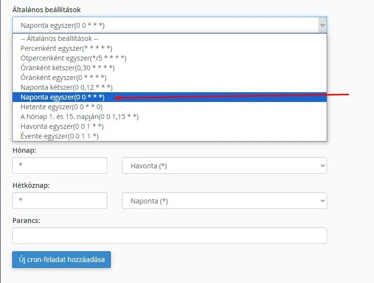cpanel cron feladatok idozites