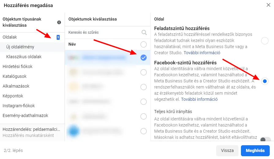 Facebook oldal hozzáférés adás