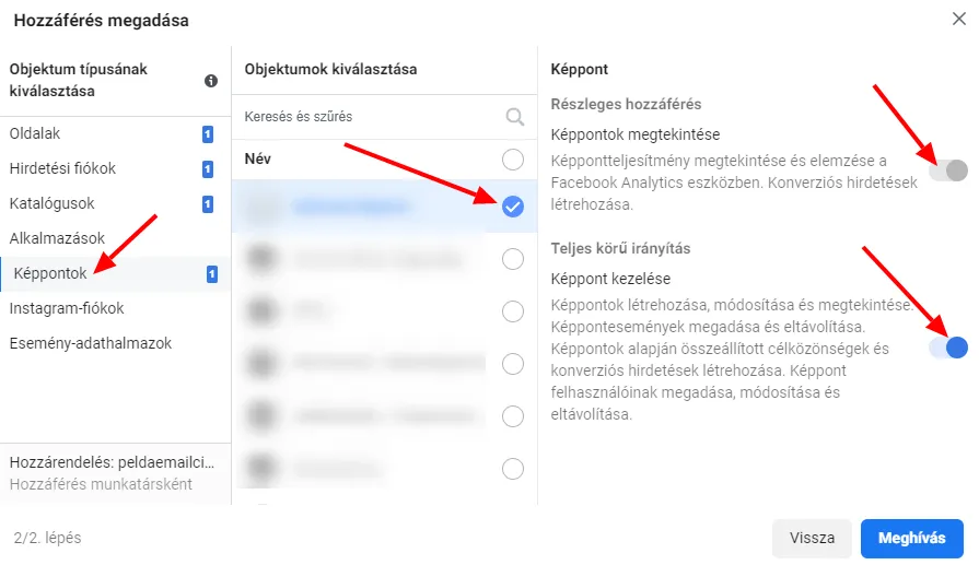 Facebook képpont hozzáférés adás
