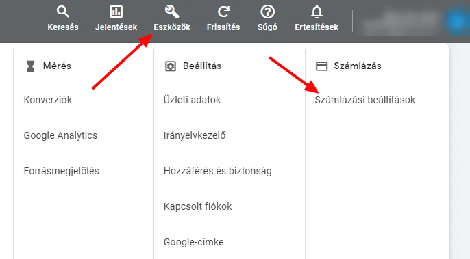 Google Ads fiók létrehozva