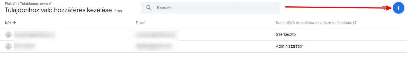 Google Analytics fiók hozzáférés