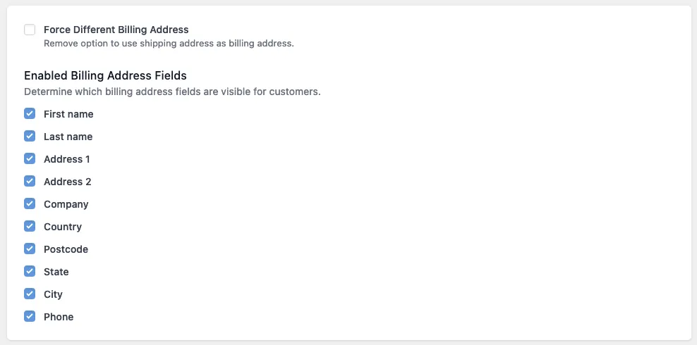 CheckoutWC Address Options beállítás