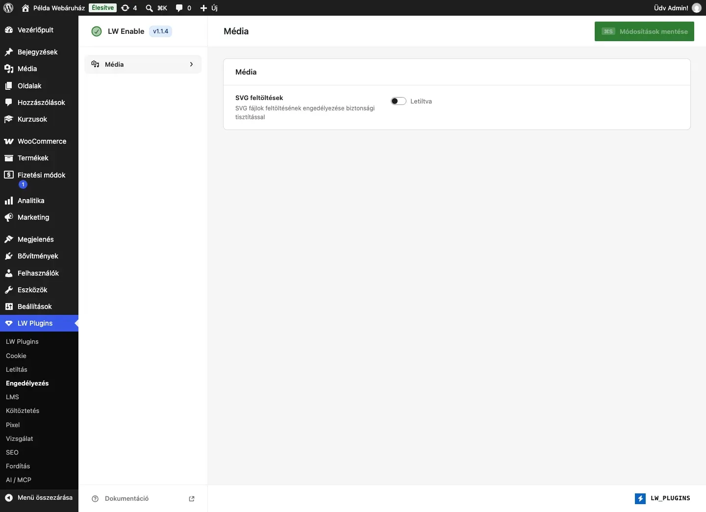Az LW Enable Média füle