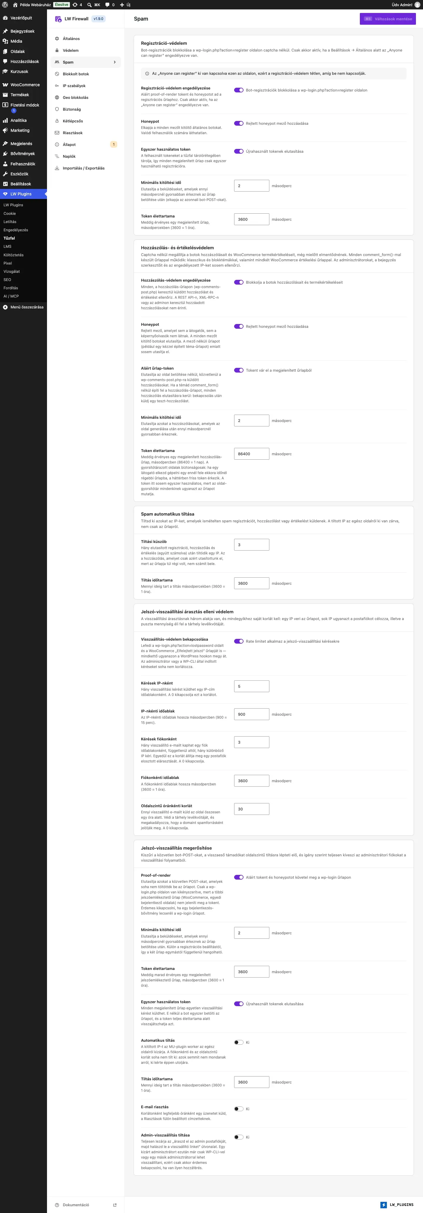 Az LW Firewall Spam füle