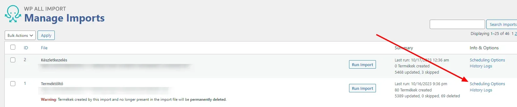 Scheduling Options