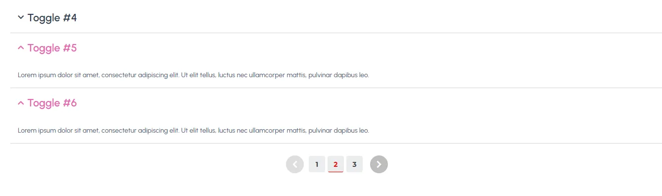 Elementor Toggle widget lapozó