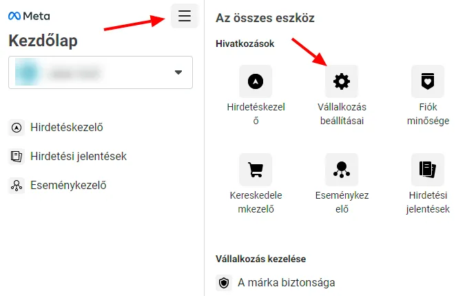 Vállalkozáskezelő beállításai