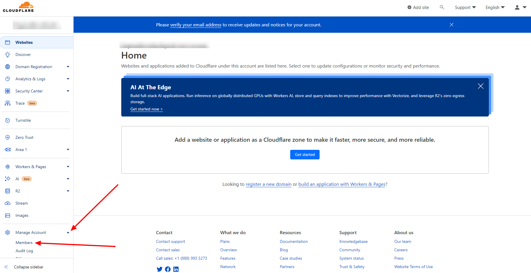 cloudflare account home