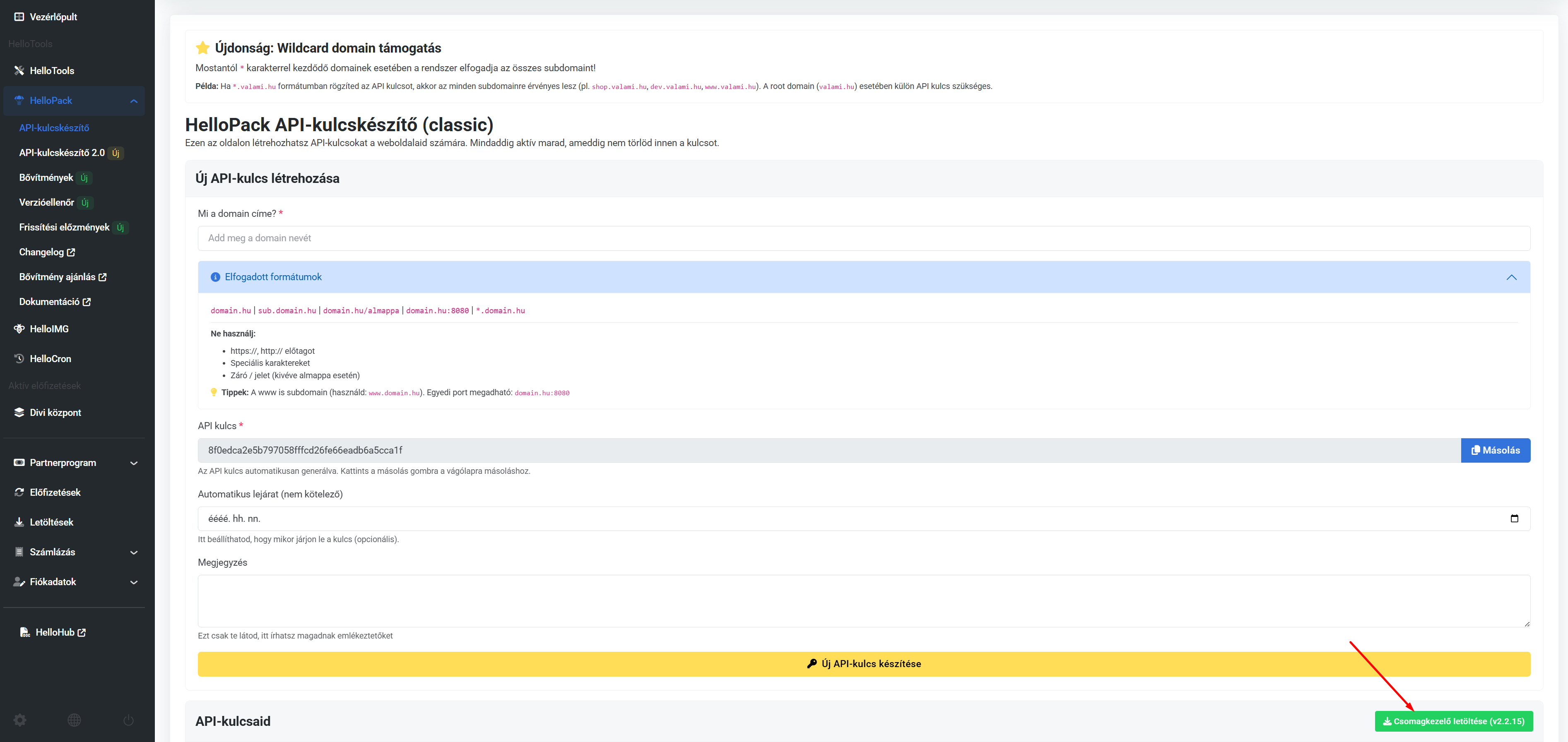HelloPack csomagkezelő letöltése