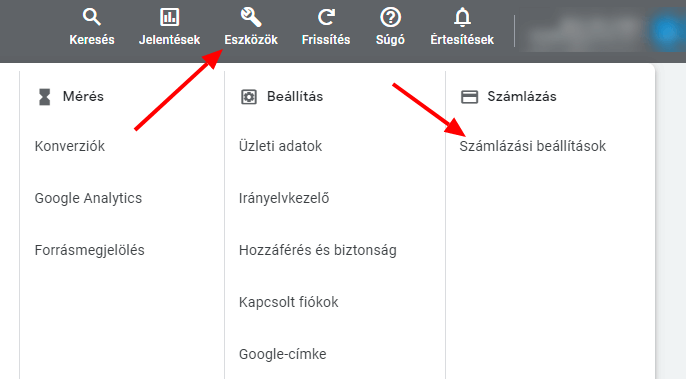 Google Ads fiók létrehozva