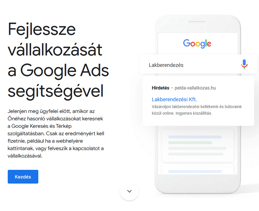 Google Ads fiók létrehozása első lépés