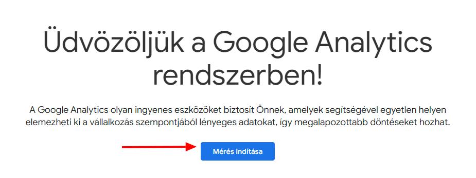 Google Analytics fiók létrehozása