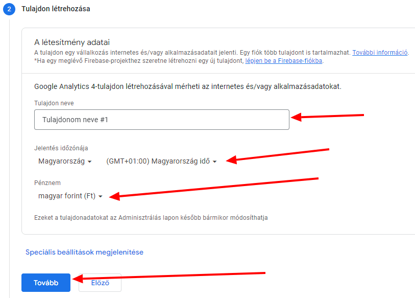 Google Analytics fiók létrehozása