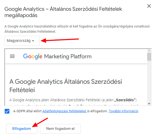 Google Analytics fiók létrehozása