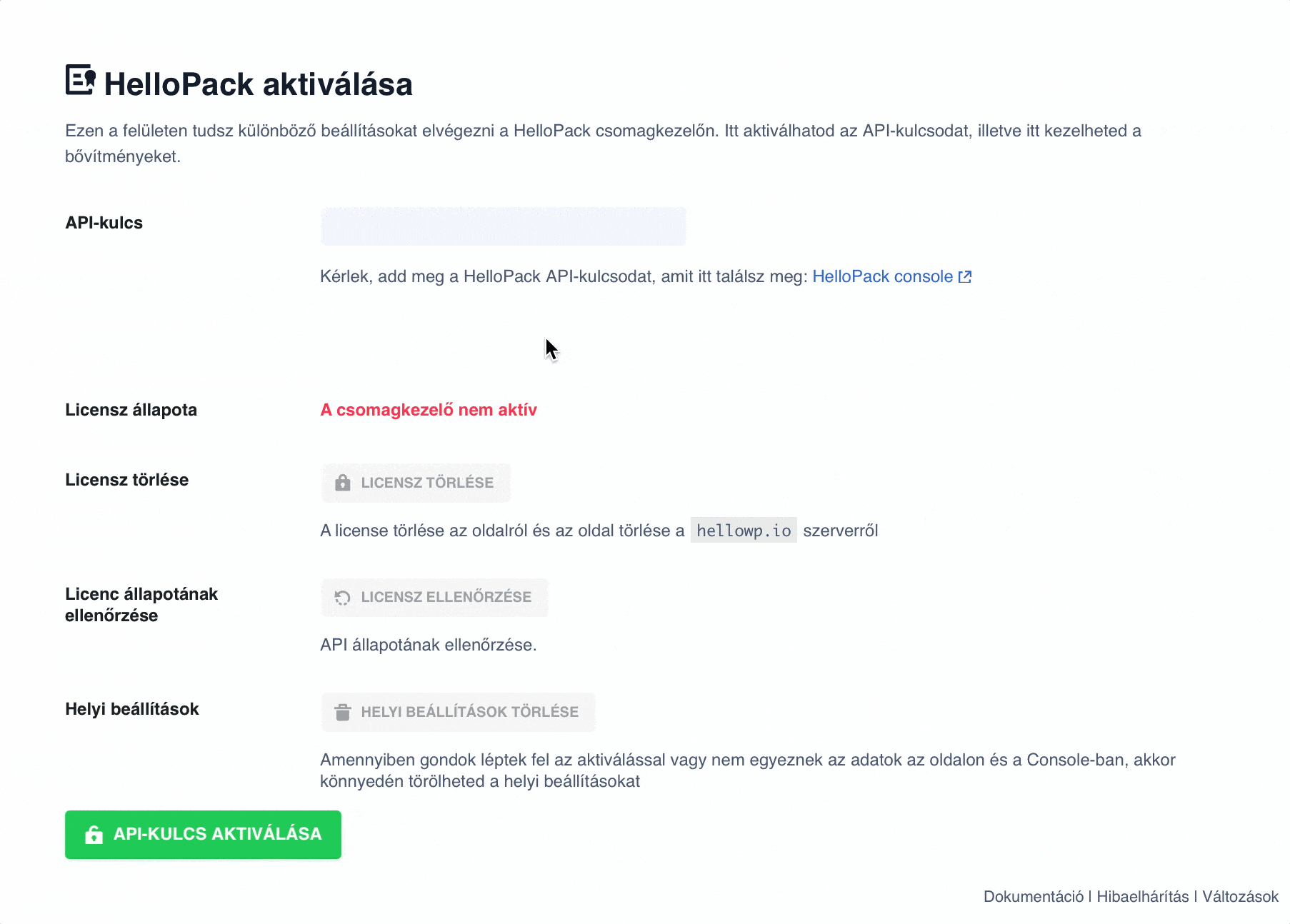 HelloPack API-kulcskÃ©szÃ­tÅ‘ pozÃ­ciÃ³