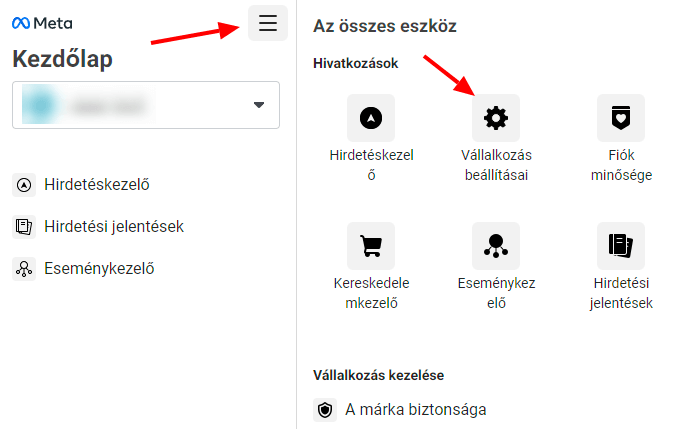 Vállalkozáskezelő beállításai